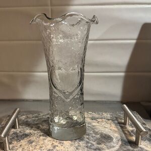 Clear Small Glass Heart Vase